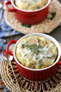 Make-Ahead Baked Eggs with Bacon, Mushrooms & Sage