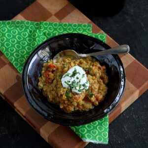 Curry Red Lentil Stew Recipe with Tomatoes