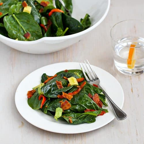 Bourbon Spinach Salad Recipe with Bacon & Avocado