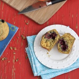 Healthy Cornmeal Muffins with Berries & Lemon