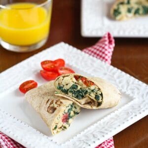 Scrambled Egg Wrap Recipe with Spinach, Tomato & Feta Cheese