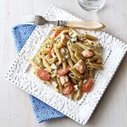 Whole Wheat Pasta Salad Recipe with Salmon, Tomatoes & Herb Dressing for a Half-Marathon by Cookin' Canuck