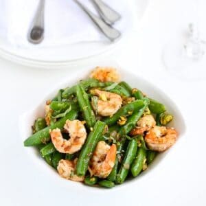 Sautéed Shrimp, Snap Peas & Pistachios with Basil Recipe