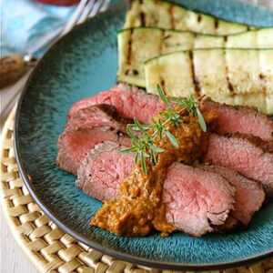 Grilled Marinated Tri-Tip Steak Recipe with Red Pepper Cilantro Pesto {Giveaway}