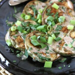 Roasted Eggplant Recipe with Almond Butter Coconut Sauce
