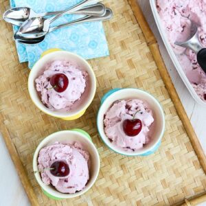 Cherry, Coconut & Honey Frozen Yogurt Recipe {Low Sugar}