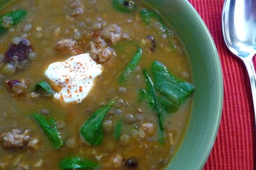 Lentil Soup with Italian Sausage & Spinach