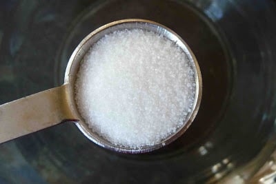 A teaspoon measure of salt.