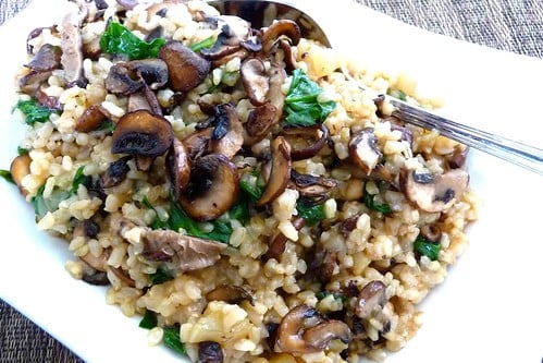 Toasted Brown Rice with Mixed Mushrooms, Spinach & Thyme
