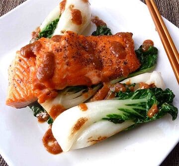 Seared Salmon & Baby Bok Choy with Miso Sauce Recipe