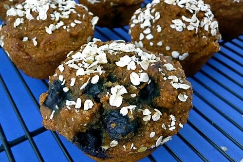 Whole Wheat Pumpkin Bran Muffins with Blueberries & Pecans Recipe
