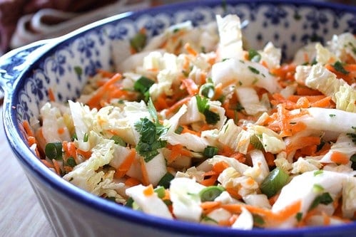 Spicy Asian Slaw Recipe with Napa Cabbage, Carrots & Ginger Dressing