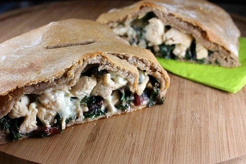 Whole Wheat Calzone Recipe with Chicken, Red Chard & Gorgonzola Cheese
