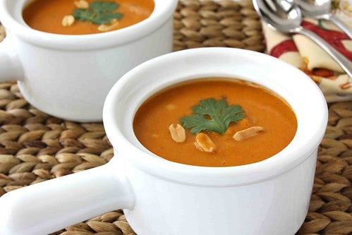 African Tomato & Peanut Soup Recipe with Sweet Potato & Chickpeas