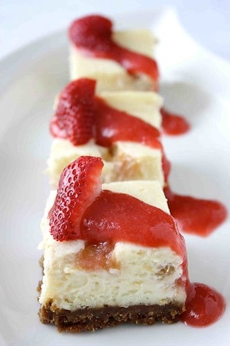 Rhubarb Cheesecake Bars with Gingersnap Crust Recipe