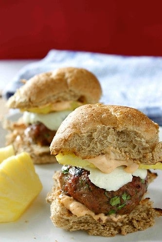 Smoky Burger Sliders with Grilled Pineapple & Chipotle Mayonnaise Recipe