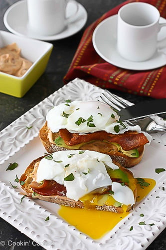 Poached Egg on Toast with Chipotle Mayonnaise, Bacon & Avocado Recipe | cookincanuck.com #breakfast #brunch