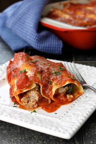 Turkey Cannelloni with Roasted Peppers and Spinach Recipe