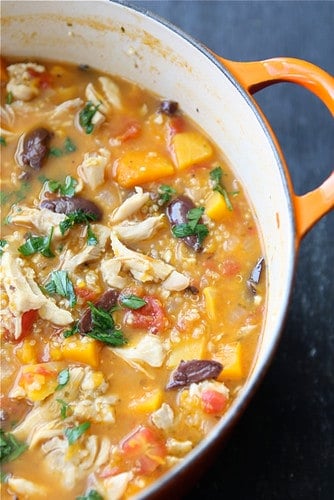 Hearty Chicken Stew Recipe with Butternut Squash and Quinoa...The most popular recipe on my site! 330 calories and 5 Weight Watchers Freestyle SP #chicken #stew #cleaneating