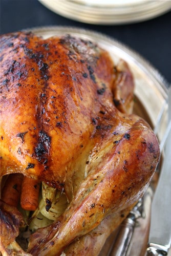 Roasted Turkey with Herb Butter and Roasted Shallots Recipe | cookincanuck.com #Thanksgiving