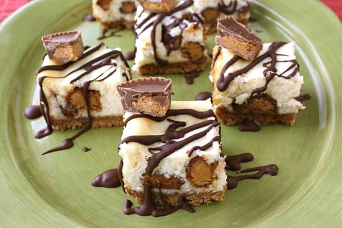 Reese's-Peanut-Butter-Cup-&-Chocolate-Cheesecake-Bars-Recipe
