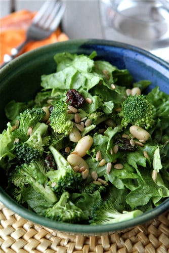 An easy broccoli salad, with beans, dried cherries and a creamy basil dressing, is perfect for potlucks or picnics.