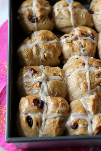 Hot-Cross-Buns-Recipe-with-Dark-Chocolate-&-Dried-Cherries-Cookin-Canuck