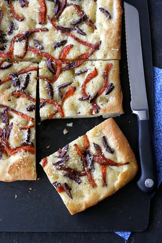 Focaccia-Recipe-with-Roasted-Peppers-&-Olives-Cookin-Canuck