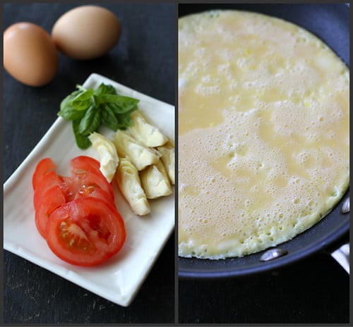 Summertime Frittata Recipe with Artichoke, Tomato & Basil Pesto
