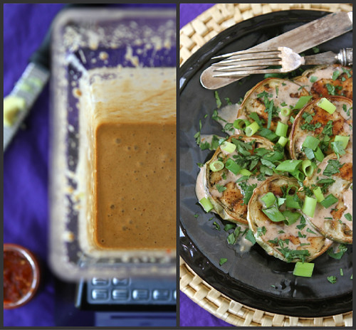 Roasted Eggplant Recipe with Almond Butter Coconut Sauce