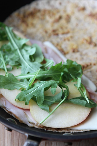 Lunchtime Quesadilla Recipe with Smoked Turkey, Apples, Havarti Cheese & Arugula