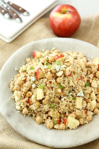 Quinoa Salad with Apple, Chickpeas, Toasted Almonds & Apple Cider Vinaigrette Recipe by Cookin' Canuck