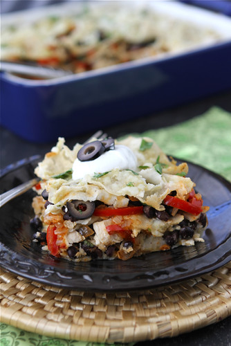 Mexican Chicken Taco Casserole with Olives, Peppers & Queso Fresco Cheese Recipe by Cookin' Canuck