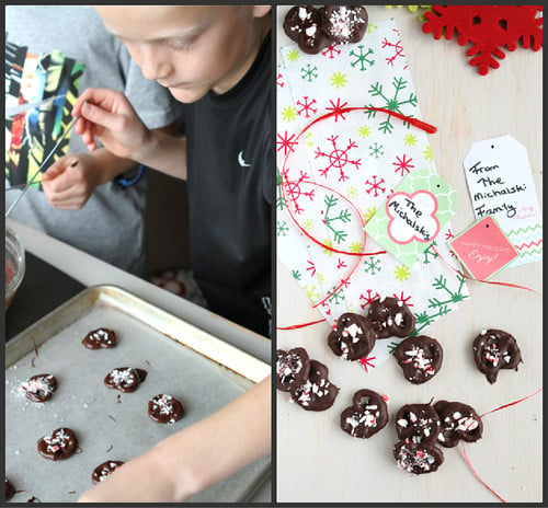 Chocolate Covered Pretzels Recipe with Crushed Candy Canes