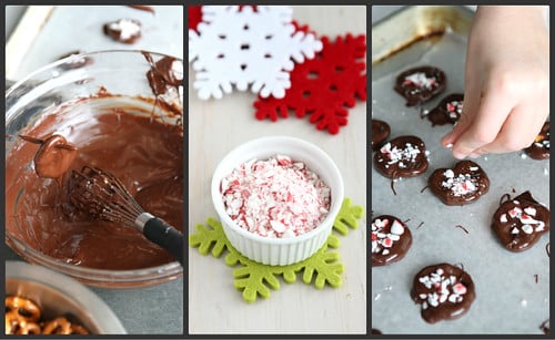 Chocolate Covered Pretzels Recipe with Crushed Candy Canes