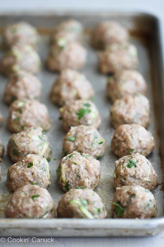 Baked Turkey, Quinoa & Zucchini Meatballs Recipe in Lettuce Wraps by Cookin' Canuck #recipes #meatballs