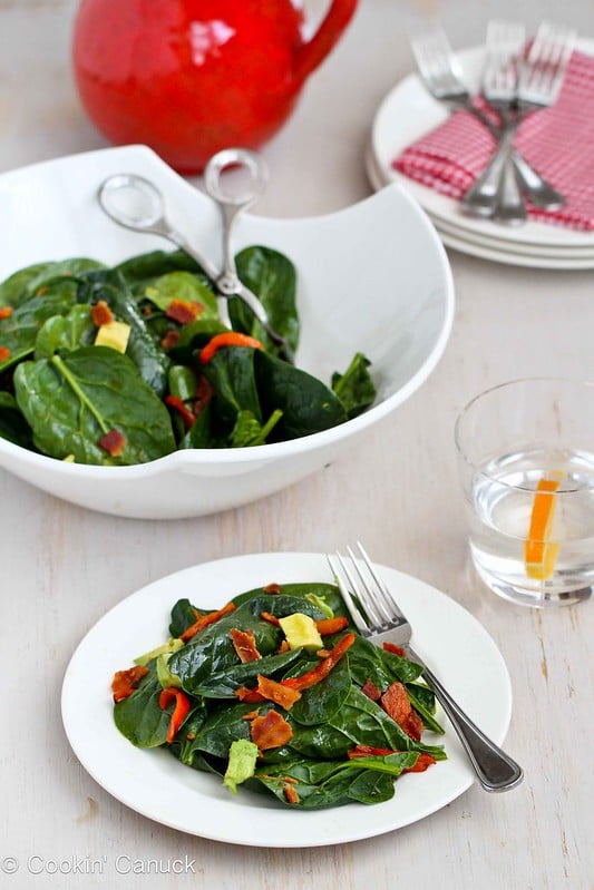 Bourbon Spinach Salad Recipe with Bacon & Avocado from Cookin' Canuck #salad #MardiGras #healthy