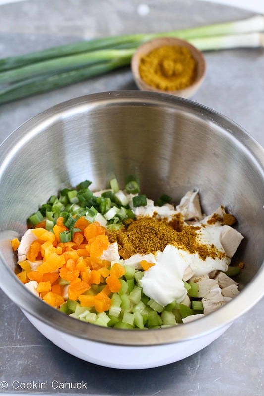 Low-Fat Chicken Salad Recipe with Curry & Apricots #recipe #lowfat #healthy