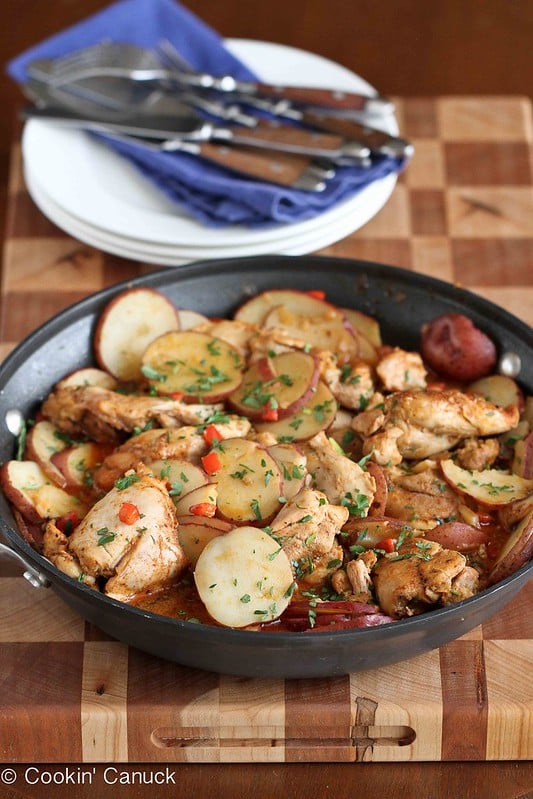 One-Pot Cumin & Smoked Paprika Chicken with Potatoes Recipe | cookincanuck.com #recipe #chicken