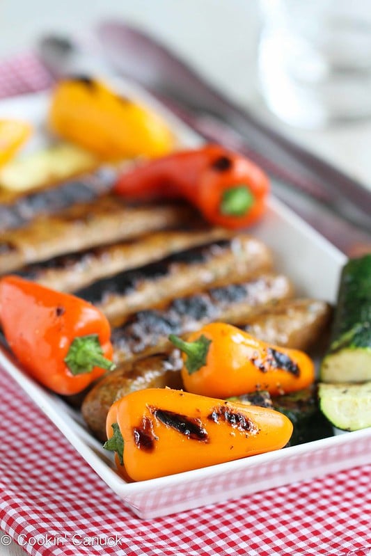 Mixed Grill Recipe with Sausages, Mini Peppers & Zucchini | cookincanuck.com