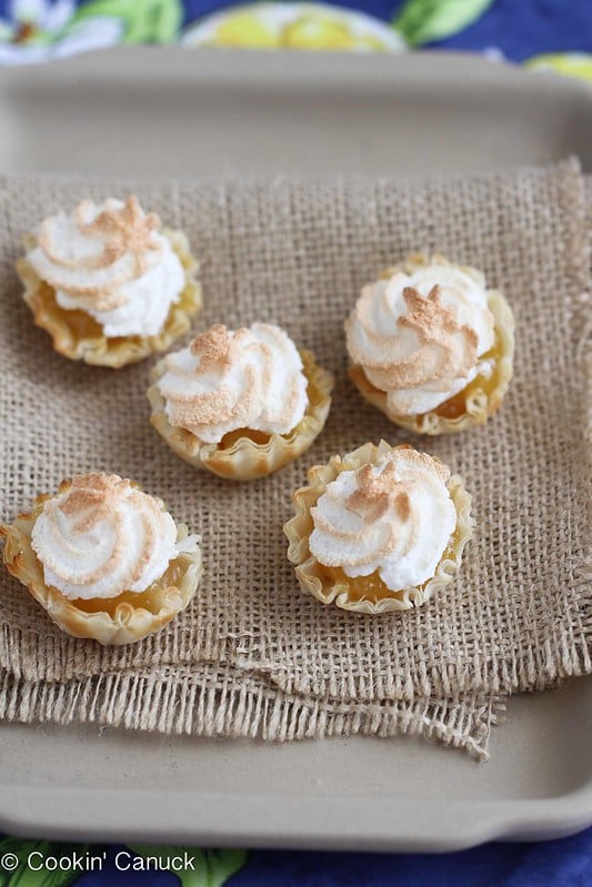 Mini Lemon Meringue Pie Fillo Tartlet Recipe | cookincanuck.com