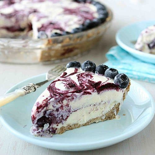 Blueberry Swirl Ice Cream Pie with Hazelnut Crust Dessert