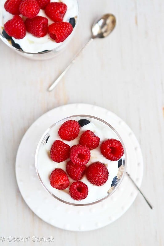 Triple Berry Gingersnap & Granola Yogurt Parfait Recipe | cookincanuck.com #recipe #4thofJuly #CanadaDay