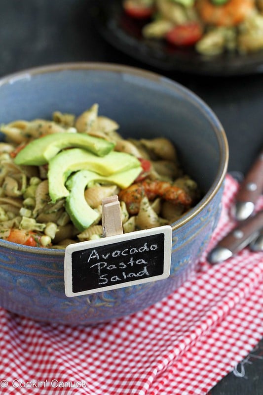 Shrimp, Corn & California Avocado Pasta Salad Recipe | cookincanuck.com #recipe #pasta