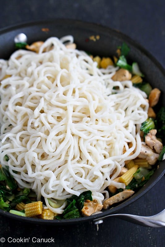 Chinese Noodle Recipe with Chicken, Bok Choy & Hoisin Sauce | cookincanuck.com #recipe #healthyrecipe #chickenrecipe