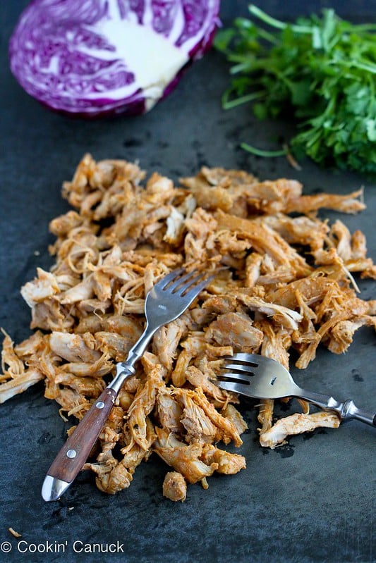 Slow Cooker Shredded Barbecue Chicken Recipe with Kefir Cilantro Slaw | cookincanuck.com #chicken #slowcooker