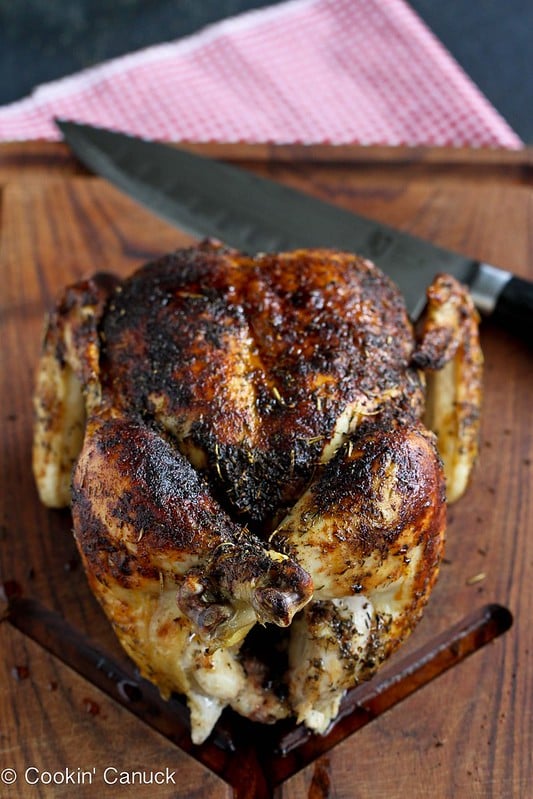 Roasted Chicken Recipe with Deep Onion-Garlic Gravy...195 calories and 5 Weight Watcher PP | cookincanuck.com #gluten-free #dinner