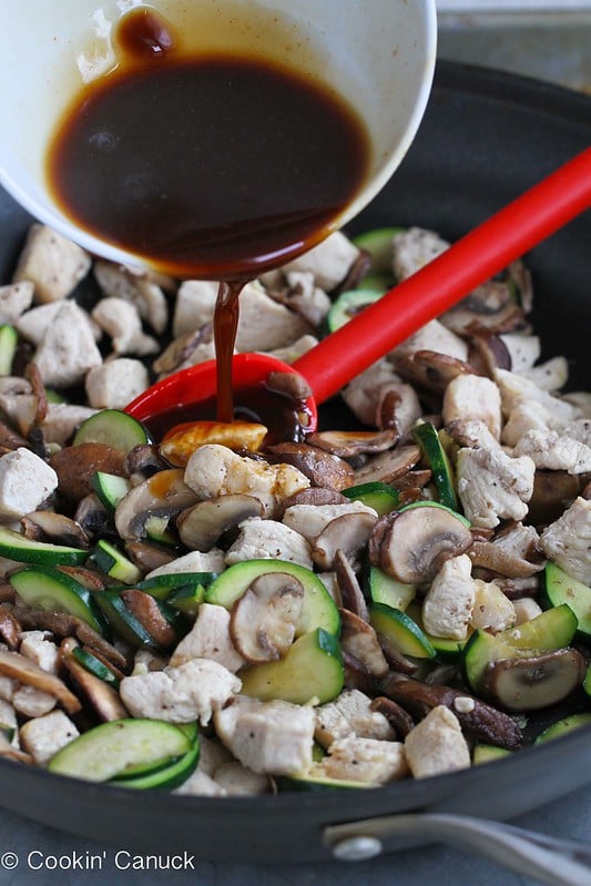 Chicken Hoisin Rice Bowl Recipe with Mushrooms & Zucchini | cookincanuck.com #chicken