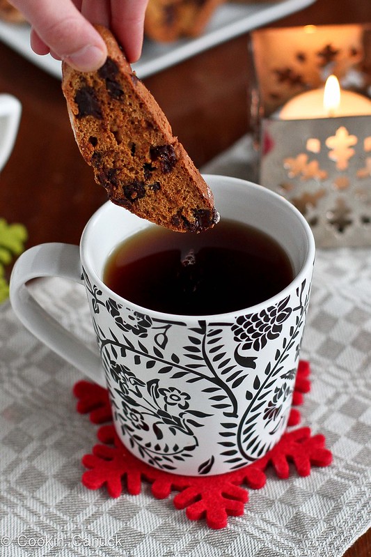 Whole Wheat Biscotti Recipe with Dark Chocolate & Cherries | cookincanuck.com #cookies #biscotti