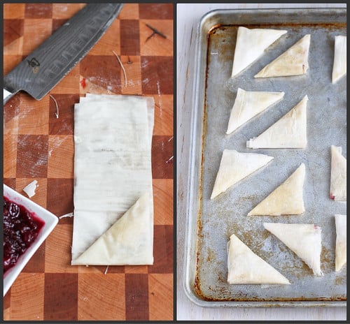 3-Ingredient Brie & Cranberry Phyllo Turnovers Recipe | cookincanuck.com #appetizer